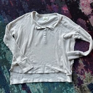 AERIE waffle knit  snap top high low top long sleeve XS oversized